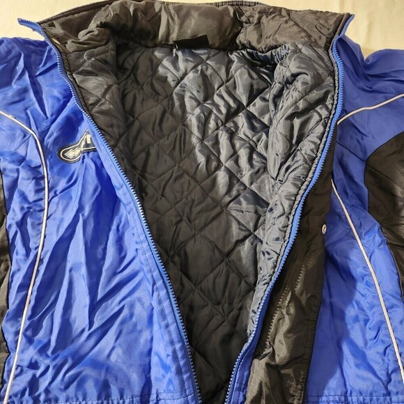 Errea Italia Men's SZ XL Blue Full Zip Pockets Quilted Lined Hood Winter Jacket - Picture 15 of 16